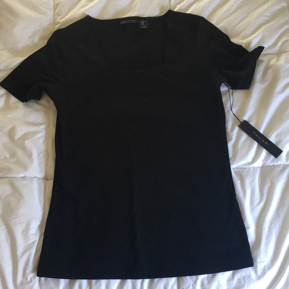Black square neck tee shirt